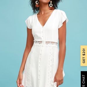 Lulu’s white crochet cutout dress